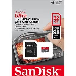 Карта памяти Sandisk microSDHC UHS-1 Ultra Class10 120MB/s SD adapter 32GB