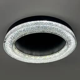 Стельовий чорний світильник із текстурною акриловим розсіювачем Ø 57 см | Line F | Арт. MJ316-600 BK+CL