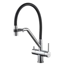 Смеситель для кухни на две воды с гибким изливом Koer KB-72006-01 KR3379 Хром
