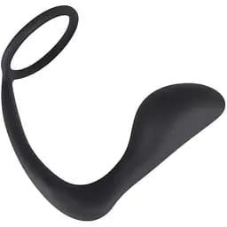 Эрекционное кольцо с анальной пробкой Black Velvets Orion 10 см черный