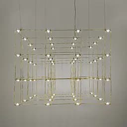 Золота геометрична люстра у формі паралелепіпеда 72*60*60 см | Line F | Арт. MJ199-720*600*600 Titanium