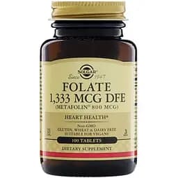 Фолиевая кислота Solgar Folate 1.33 мкг DFE Metafolin 800 мкг 100 таблеток