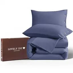 Комплект постільної білизни Lovely Svi варена бавовна (120 г/м2) Євро однотонний Синій (300326)