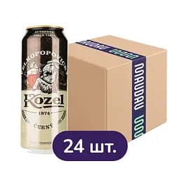 Упаковка пива Velkopopovitsky Kozel темное 3.7% 12 л ж/б (0.5 л х 24 шт.)