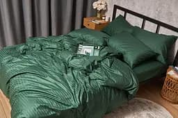 Комплект постільної білизни Moon&Star Satin Stripe Stripe Verdant полуторний 143х210 наволочки 4х50х70 - мініатюра 6