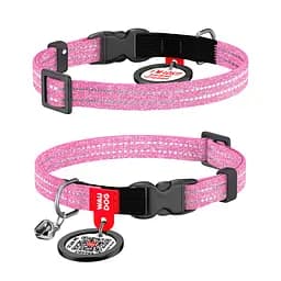Нашийник для котів з відновленої бавовни Waudog Re-cotton з QR-паспортом світловідбиваючий пластиковий фастекс XS Ш 10 мм Дов