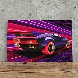 Інтер'єрна картина Ретровейв авто, retrowave, synthwave, поп-арт, кіберпанк, інтер'єрний плакат, 60×96 см (id1368)