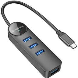 Конвертер Хаб адаптер Borofone DH5 Erudite 4-in-1 - Type-C на 4 Usb 3.0 с кабелем 20 см