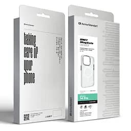 Чехол Apple iPhone 14 Pro, Unit MagSafe, белый, прозрачный, магсейф, противоударный, магнитный, панель-накладка с поддержкой MagSafe, с поддержкой беспроводной зарядки, TPU+PC, защита всего корпуса, ударопрочный, ArmorStandart (ARM70437) - мініатюра 6