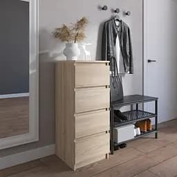 Комод Vays R-17 Дуб Сонома, на 4 ящика без ручек, узкий, ЛДСП 40×40×98 см - для прихожей, спальни, коридора