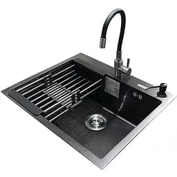 Комплект мийка + змішувач Romzha Arta U-550S Max BL (C)