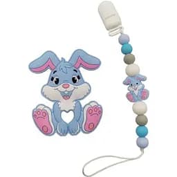 Прорезыватель для зубов Bambi Зайка WD210921 с силиконовыми бусами голубой