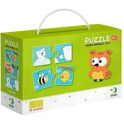 Пазл DoDo Дуо Зверята и их дома, 24 элемента (300117)
