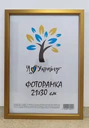 Фоторамка 21Х30, (А4), золотая с золотой вставкой, 1511-0491-11, СТЕКЛО + КАРТОН