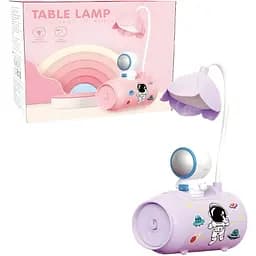 Дитяча настільна лампа Космонавт баночка фіолетова (348F)