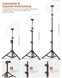 Кільцева лампа зі штативом Elegiant EGL-06 10" Чорно-біла Factory Recertified g5 - мініатюра 5