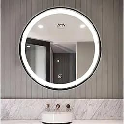 Дзеркало Dusel Led DE-M2071D Black кругле 100x100 см сенсорне включення + підігрів, Чорний - мініатюра 4