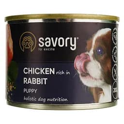Влажный корм для щенков всех пород Savory Dog All breeds Puppy с курицей и кроликом 200 г