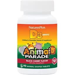 Витамины и минералы Natures Plus Animal Parade Vitamin D3 Sugar-Free 90 жевательных таблеток Вишня