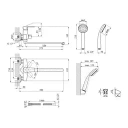 Змішувач для ванної Kroner KRM Oker - C070 CV019668 Хром - мініатюра 2