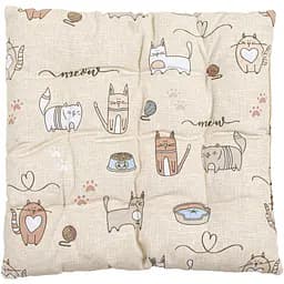 Подушка на стілець Home Line Кіт на кухні, напівпанама, 40х40 см, пісочна (175823)