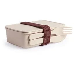 Бамбуковий контейнер для їжі Voyager, 700 мл, з приладами, бежевий (V0686-00)