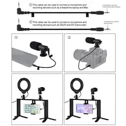 Комплект блогера Puluz PKT3028 4в1 (кільцеве світло, кріплення, тримач для телефону, мікрофон) - мініатюра 8