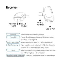 Мікрофон Vention USB Type-C 2-Pack Wireless Lavalier Black (NCBB0) - мініатюра 5