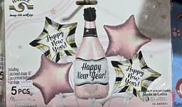 Набір фольгованих кульок "Happy New Year!" 5 шт декоративні для свят - мініатюра 2