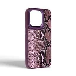 Кожаный чехол для Apple iPhone 15 Pro, Harder Genuine Snake, фиолетовый, термополиуретан ТПУ + экокожа с имитацией змеиной кожи, панель, защита корпуса, противоударный, микрофибра, рамка вокруг камеры, защита всего корпуса, (ARM76782) - мініатюра 2