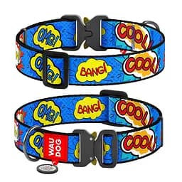 Нашийник для собак нейлоновий Waudog Nylon з QR-паспортом "ВАУ" металева пряжка-фастекс XXL Ш 35 мм Д 46-70 см