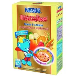 Молочна каша Nestle Шагайка 5 злаків з фруктами і полуницею 200 г