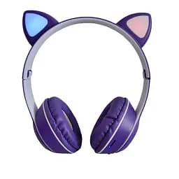 Бездротові навушники з вушками фіолетові bluetooth навушники з підсвічуванням дитячі Headset MZ-023 - мініатюра 5