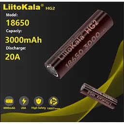 Li-ion Акумулятор LiitoKala HG2 18650 на 3000 mAh для ліхтарів - мініатюра 5