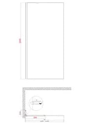 Душова перегородка Koer SR SP02-100x200-TR-12 Walk-In прозоре скло Easy Clean 8 мм, матове золото KR5396, прозоре, золотий - мініатюра 2