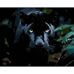 Картина по номерам Strateg Взгляд пантеры на черном фоне 40х50 см (AH1258)
