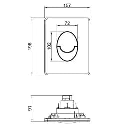 Панель змиву пластикова Koer KT-0606-03 157x198x3mm, кнопка закруглена біла KR5713, Білий - мініатюра 4