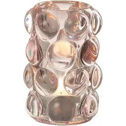 Свічник J-line скляний з об'ємними бульбашками 12 см рожевий відтінок  (30365)