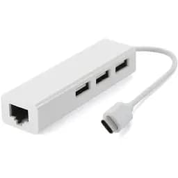 Хаб USB 2.0 Type-C -> 3xUSB 2.0 + RJ45 Fast Ethernet White (S0742)