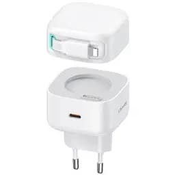 МЗП Usams US-CC209 GaN With Lightning Magnetic Retractable Cable Module XMF Ser. 35W (2USB-C) White