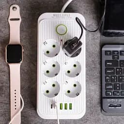 Мережевий фільтр-подовжувач SMART 6 розеток 5 USB 3 метри, білий
 - мініатюра 9