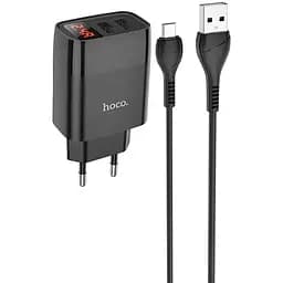 МЗП Hoco C86A Balance 2.4A (2USB-A) + кабель USB to MicroUSB Чорний