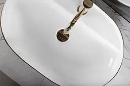 Умивальник Rea Aura 61 brushed gold white накладний REA-U6900, Золотий - мініатюра 4