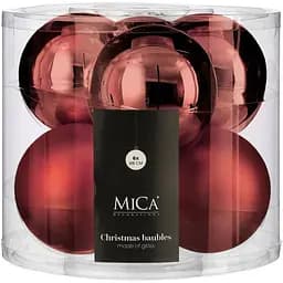 Комплект ялинкових куль Mica Decorations скляні 8 см вишневі 6 шт. (1180962)