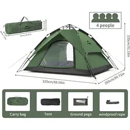 Намет Naturehike NH21ZP008 чотиримісний автоматичний темно-зелений - мініатюра 6