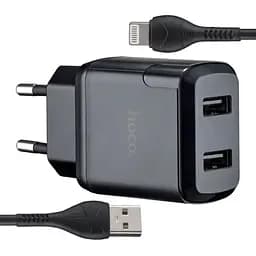 Сетевые зарядные устройства Hoco N7 Speedy dual port charger set Micro (EU) Черный