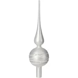 Ялинкова верхівка Mica Decorations скляна матова срібно-біла 31 см (1180839)