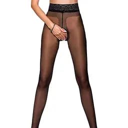 Эротические колготки Tiopen 001 nero (20 den) - Passion с вырезом и кружевом на поясе 1/2