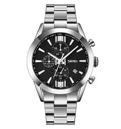 Мужские часы на стальном браслете Skmei 9302 (Серебристые)