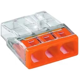 Клема Brille Wago Compact для розподільних коробок 3X2.5 прозора/помаранчева без пасти 2273-203